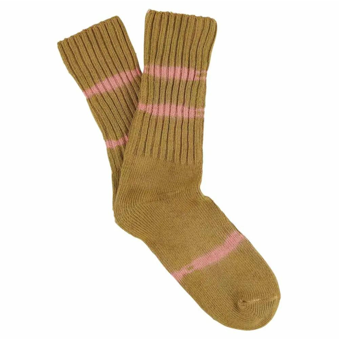 Bronze and Pink Stripe Crew Sock