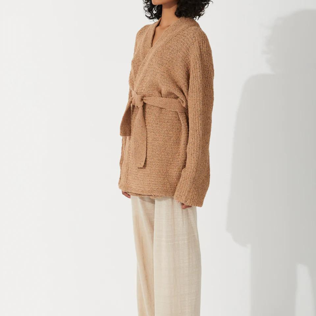 Almond Cotton Blend Cardigan