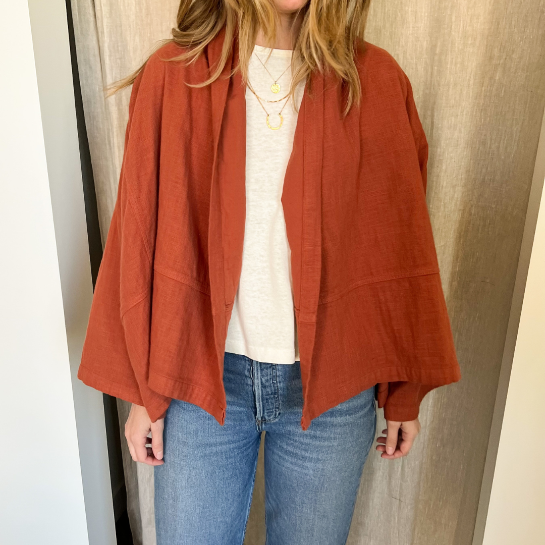 Kimono Jacket in Brick Red