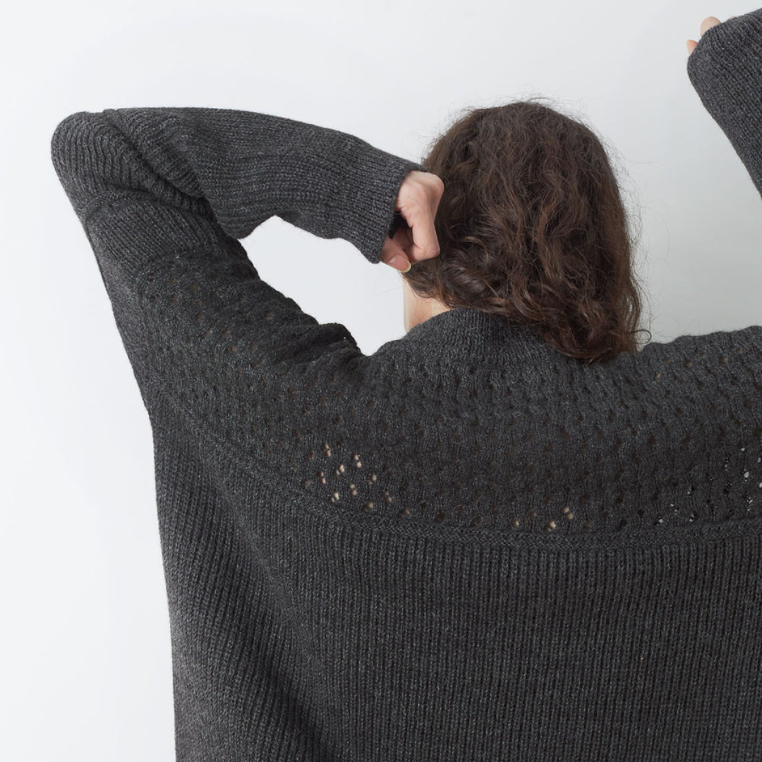 Lace Rib Crew Pullover