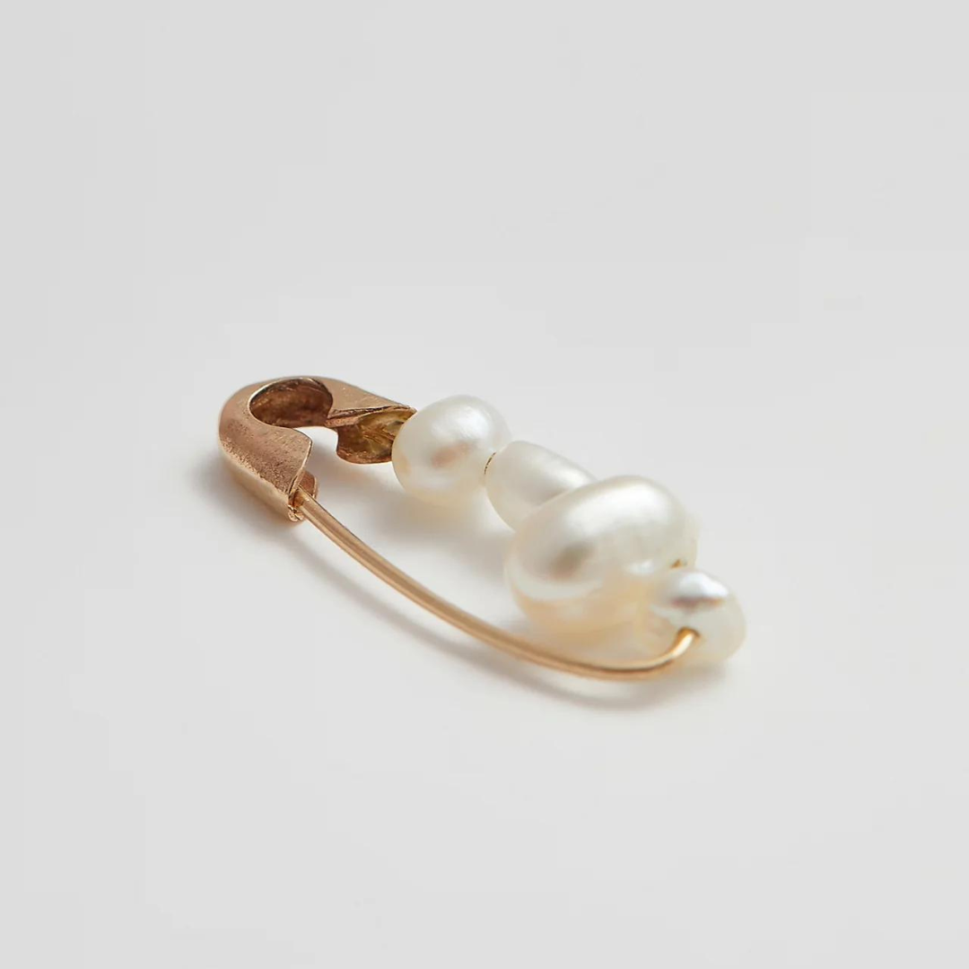 Mini Mixed Pearl Safety Pin Earring