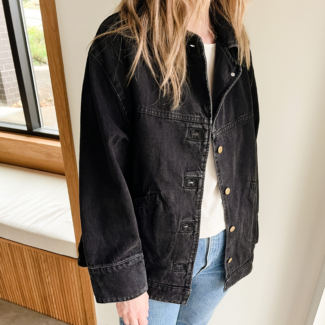 Stadium Jacket in Len Black