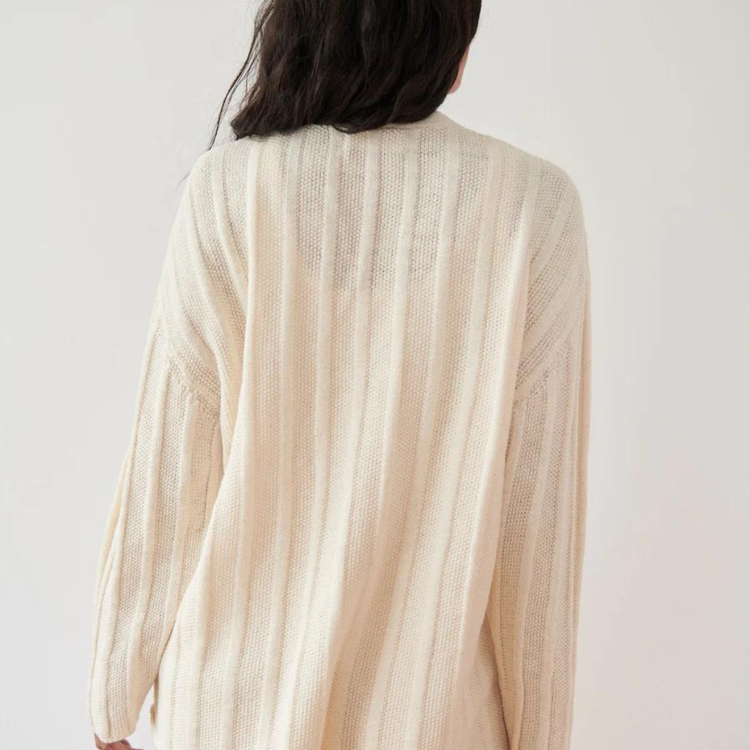 Wide Rib Cardigan in Ecru