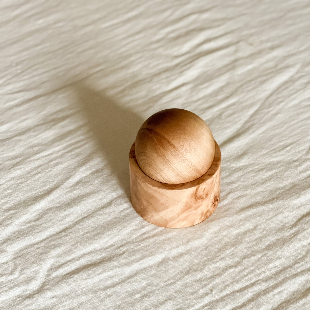 handmade wood pot and ball