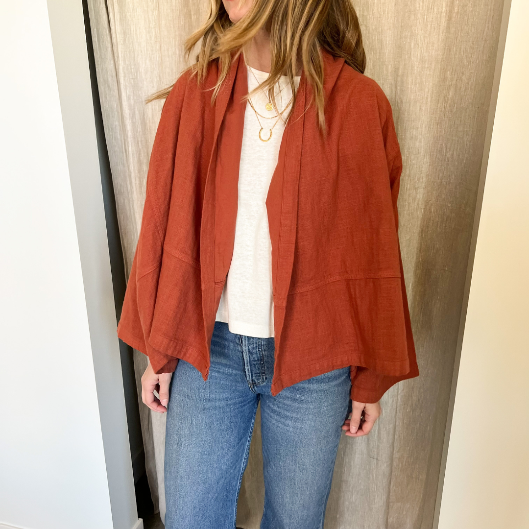 Kimono Jacket in Brick Red