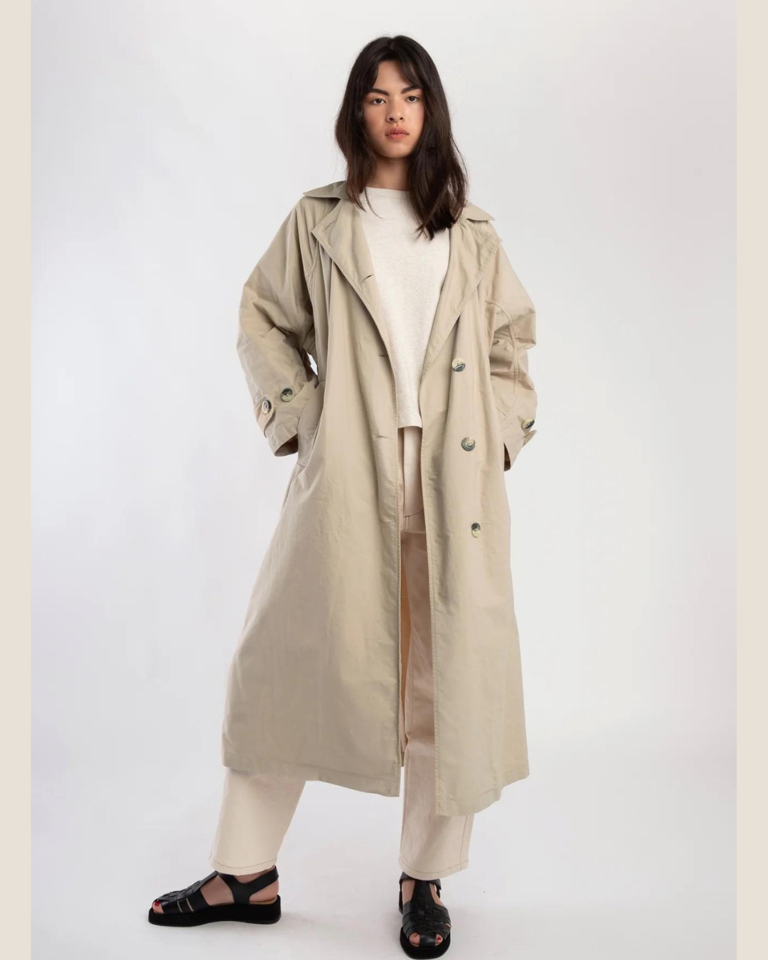 Taupe Seamed Trench