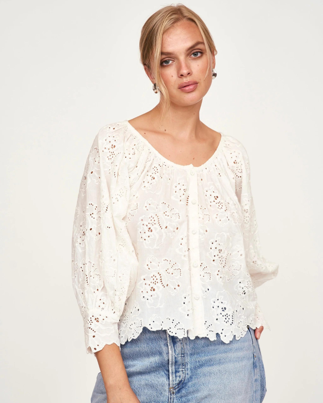 White Eyelet Seville Top