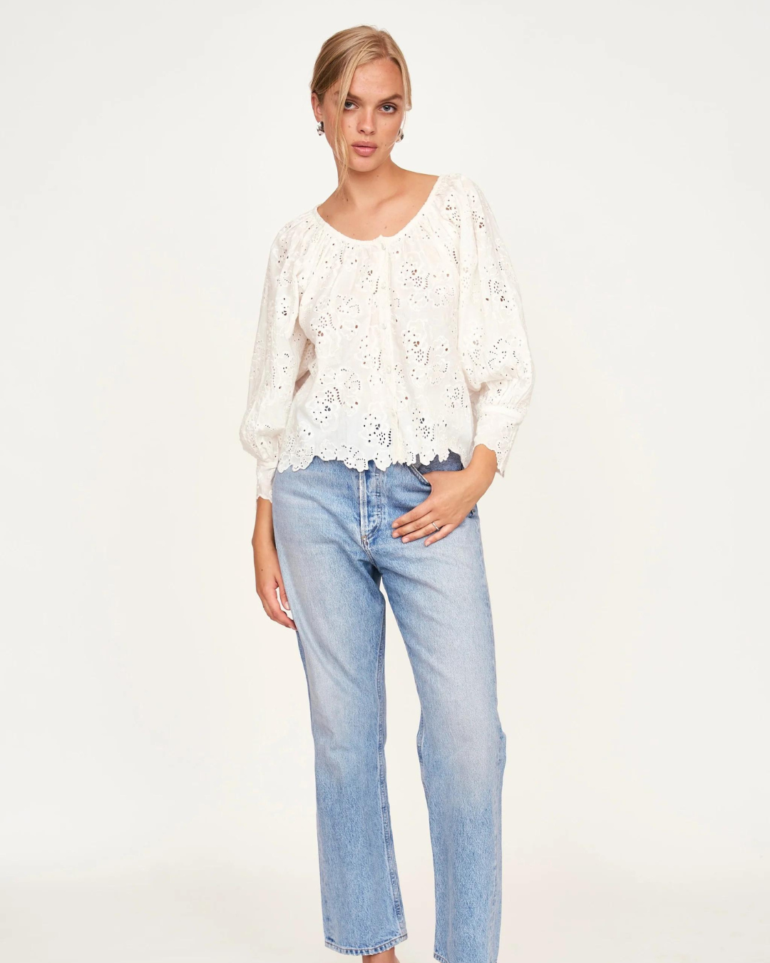 White Eyelet Seville Top