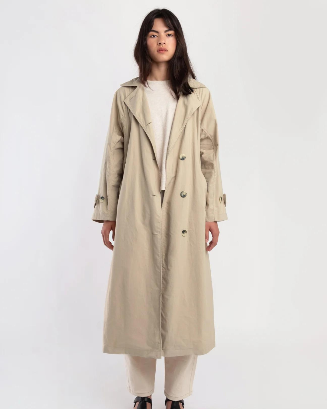 Taupe Seamed Trench