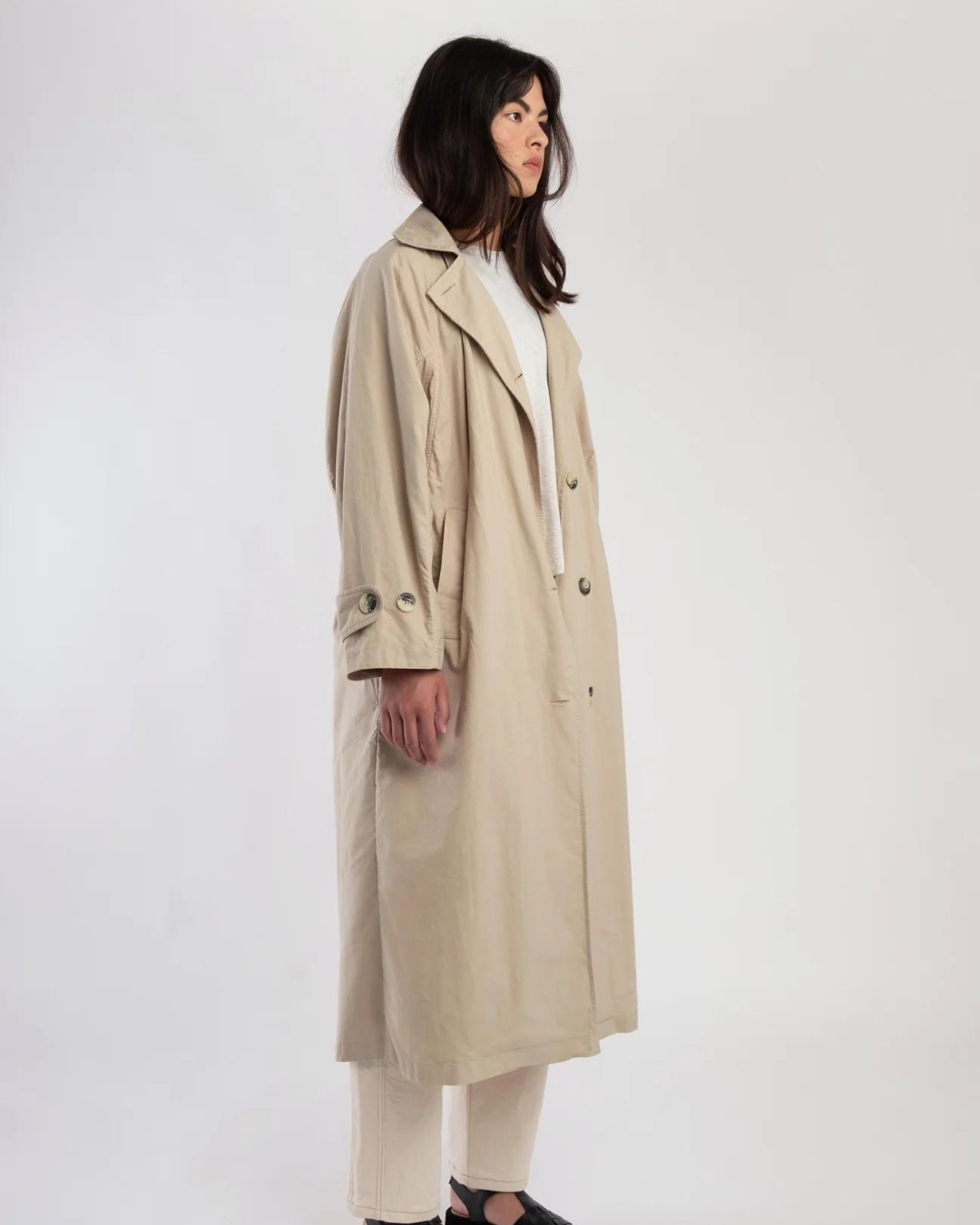 Taupe Seamed Trench