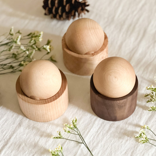 handmade wood pot and ball